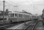 Pendelzug der Birsigthalbahn-Gesellschaft (BTB) mit Triebwagen ABe 4/4 11, Zwischenwagen B 61 und Steuerwagen Bt 21 in Oberwil
