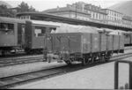 Ehemaliger Güterwagen L 603 der Compagnie du Chemin de fer Montreux Oberland bernois (MOB) in Brig
