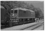 Lokomotive Ge 4/4 II 611 der Rhätischen Bahn (RhB) auf Rollschemel Uaai 31 85 989 0 300-9 der Schweizerischen Bundesbahnen (SBB) in Igis