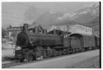 Dampflokomotive G 4/5 108 und Gepäckwagen D2 4052 der Rhätischen Bahn (RhB) mit Extrazug in Klosters