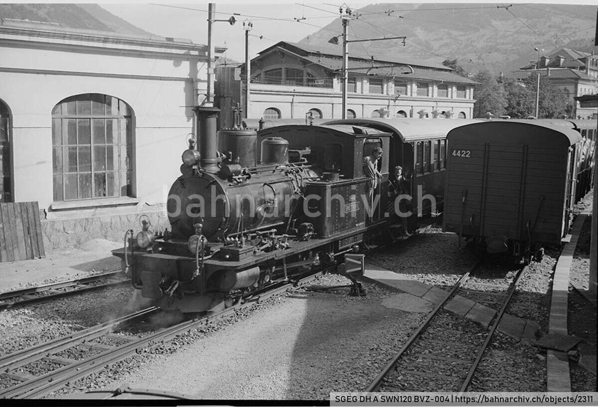 SGEG DH A SWN120 BVZ-004: Dampflokomotive HG 2/3 7 "Breithorn" der Compagnie du chemin de fer Brigue-Viège-Zermatt (BVZ) in Brig