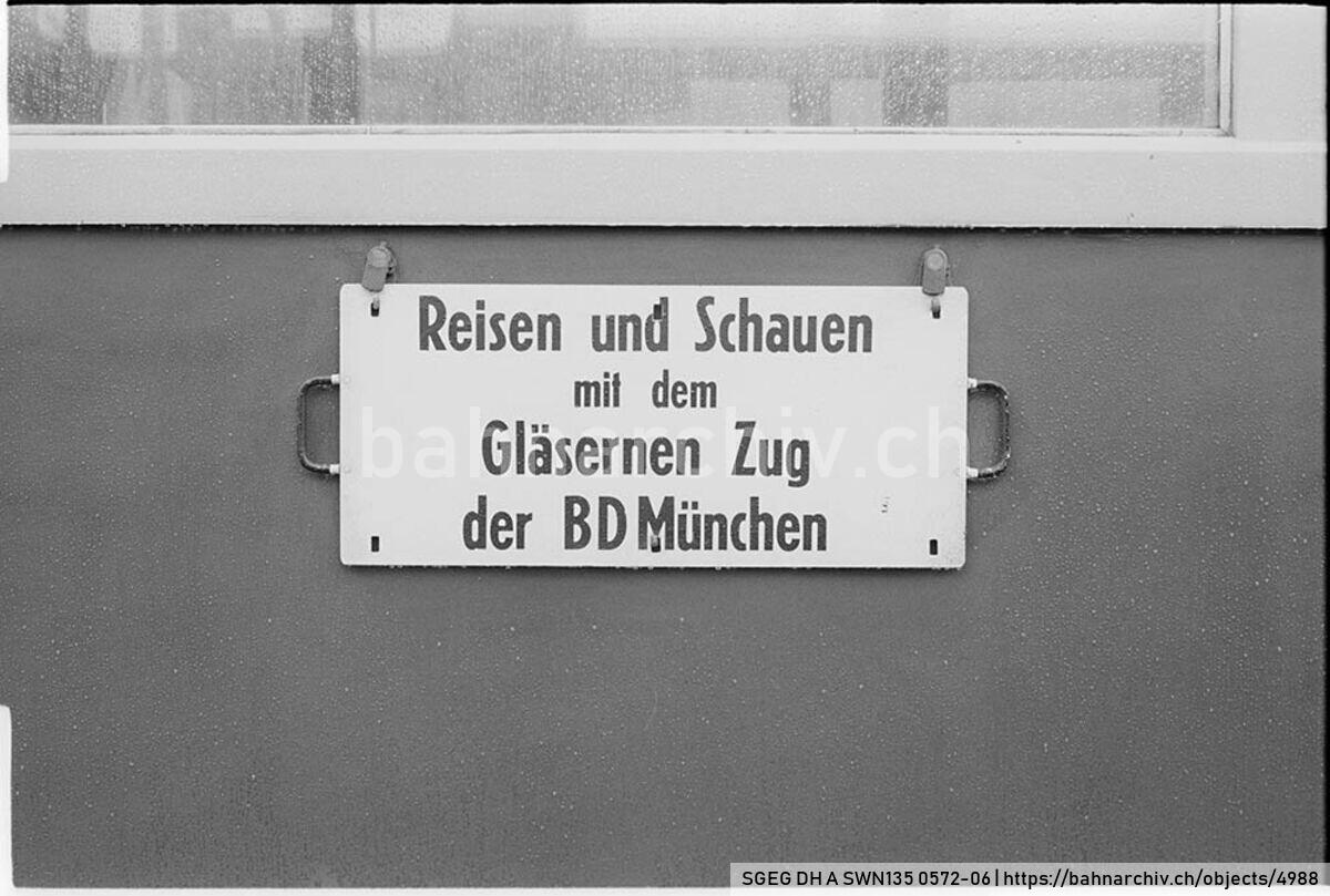 SGEG DH A SWN135 0572-06: Routentafel am Triebwagen ET91 01 der Deutschen Bundesbahn (DB) in Zürich Hauptbahnhof